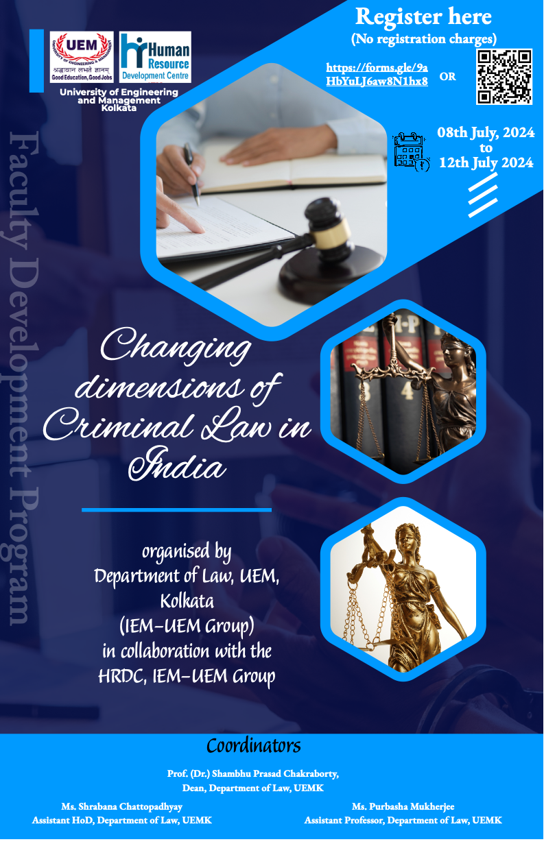 5 Days FDP on Changing Dimensions of Criminal Laws in India