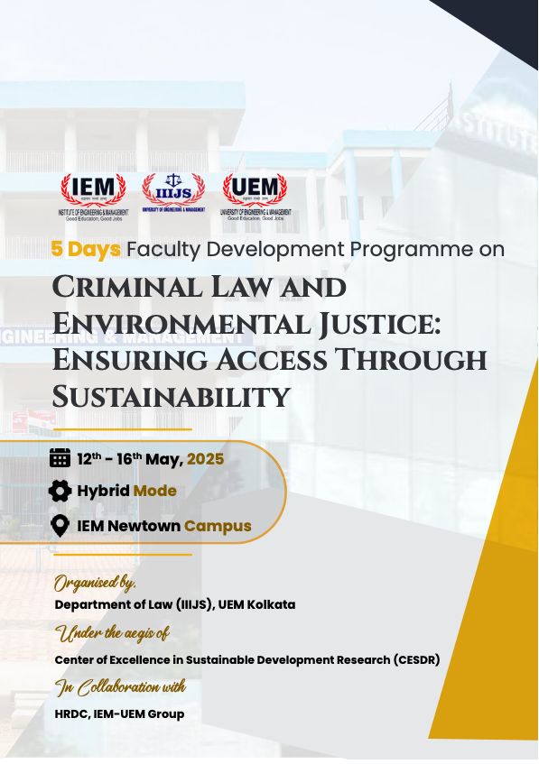 5 Days FDP on Criminal Laws & Environmental Justice: Ensuring Access To Sustainability